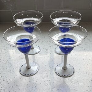 Set of 4 hand painted margarita glasses.